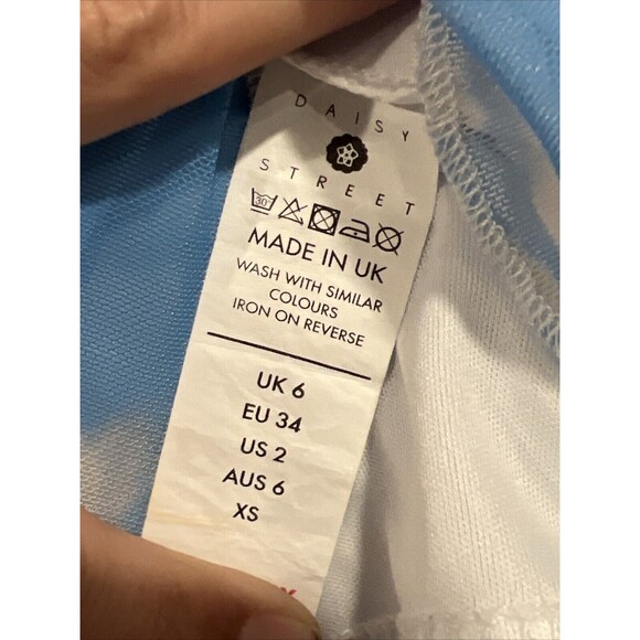 90s Y2K Sky Clouds Print Sheer Mesh Mini Skirt Grunge Rave‎ Hippie Retro Size 2 - Picture 6 of 11